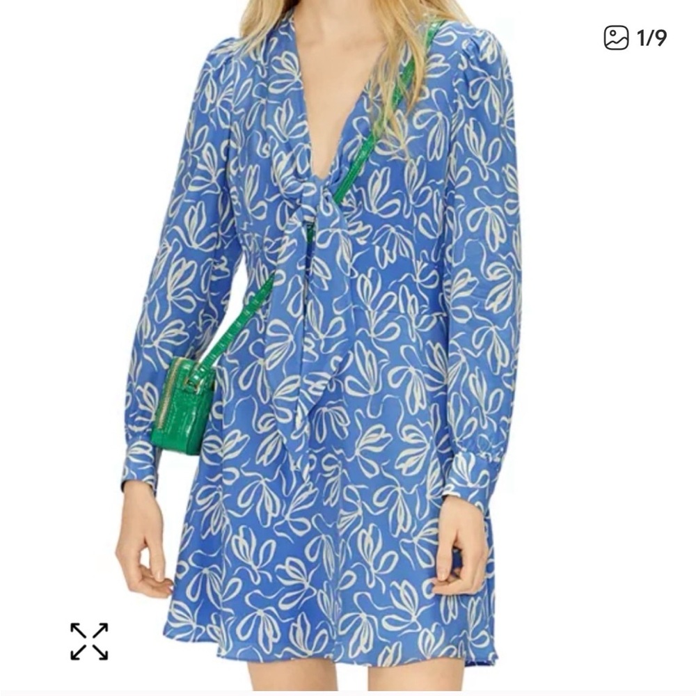 Ted Baker Blue Floral Tie-Front Mini Dress